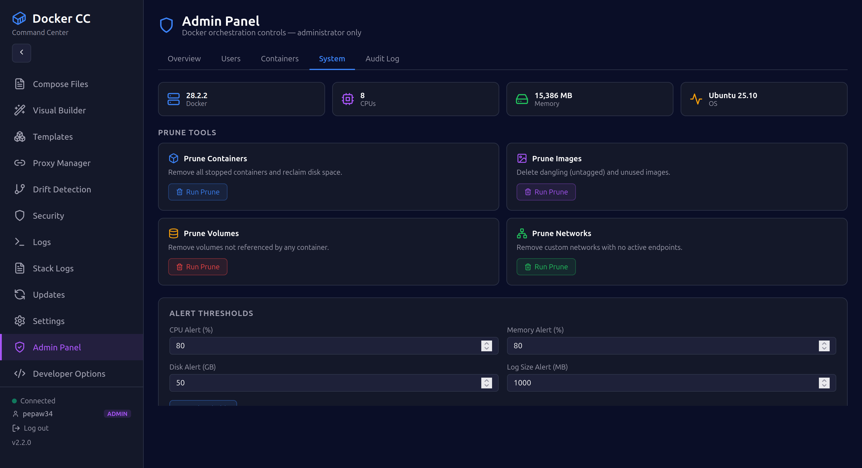 Admin System & Prune Tools